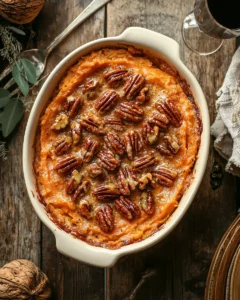 Ruth Chris sweet potato casserole is a rich, creamy side dish topped with a crunchy pecan crust. Learn how to make this steakhouse favorite easily at home.
